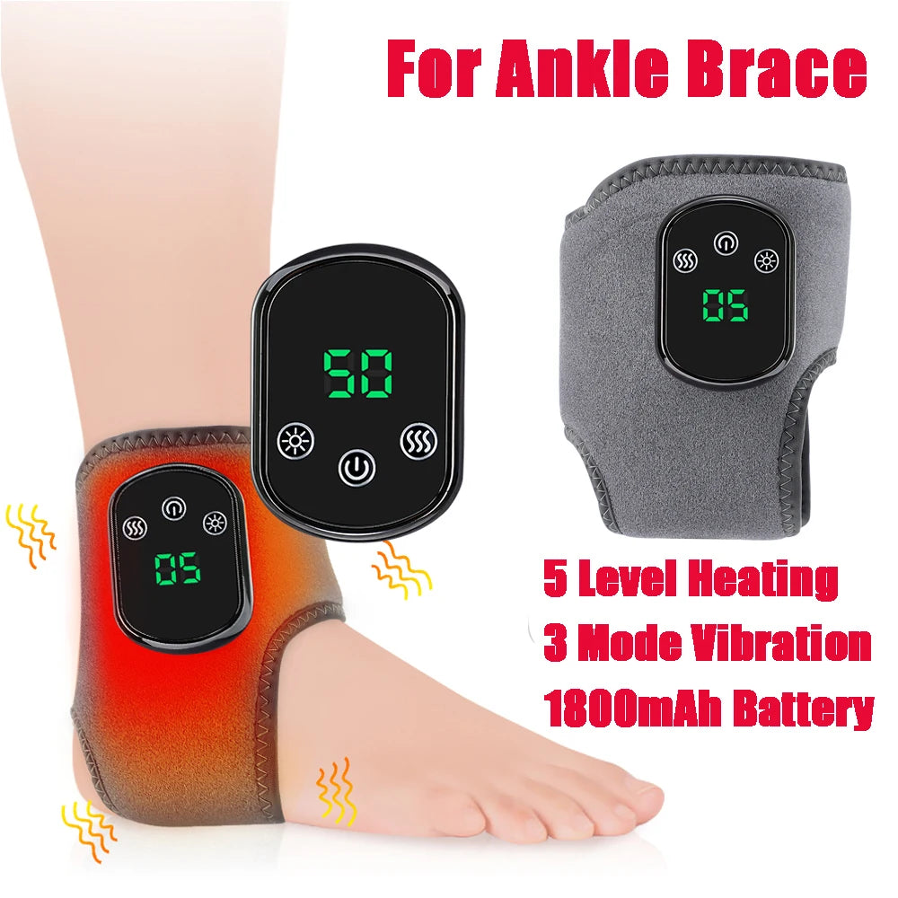 Electric Ankle Brace with Adjustable Hot Compress Massager