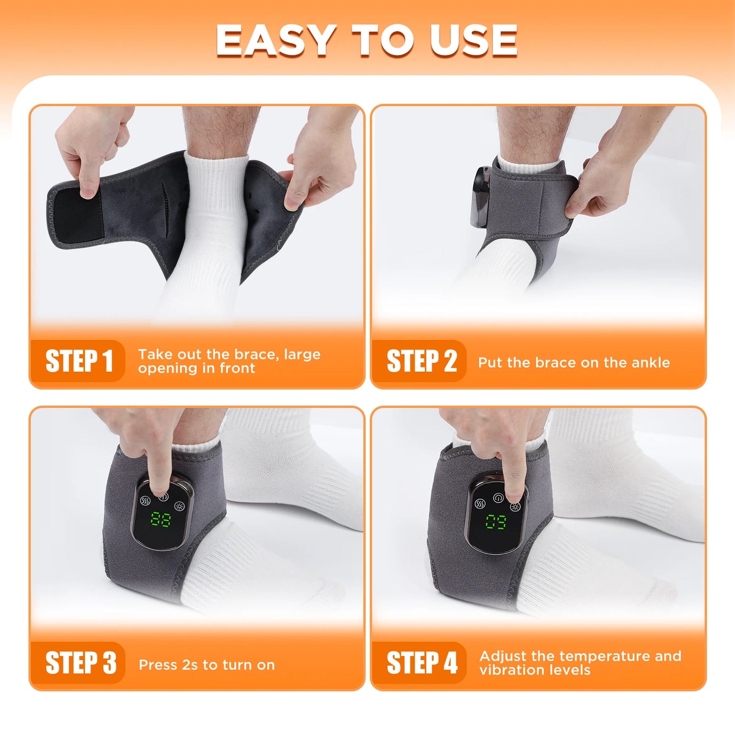 Electric Ankle Brace with Adjustable Hot Compress Massager