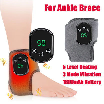 Electric Ankle Brace with Adjustable Hot Compress Massager