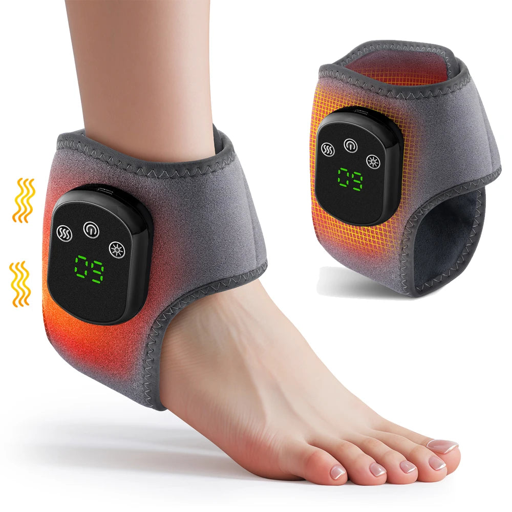 Electric Ankle Brace with Adjustable Hot Compress Massager