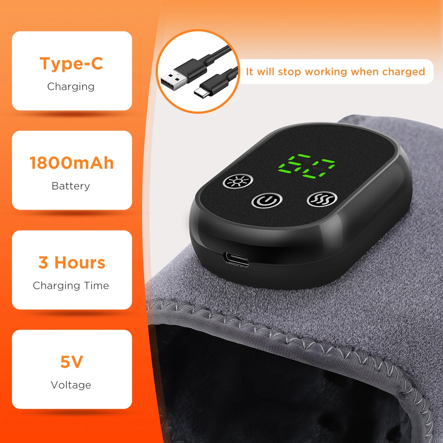 Electric Ankle Brace with Adjustable Hot Compress Massager